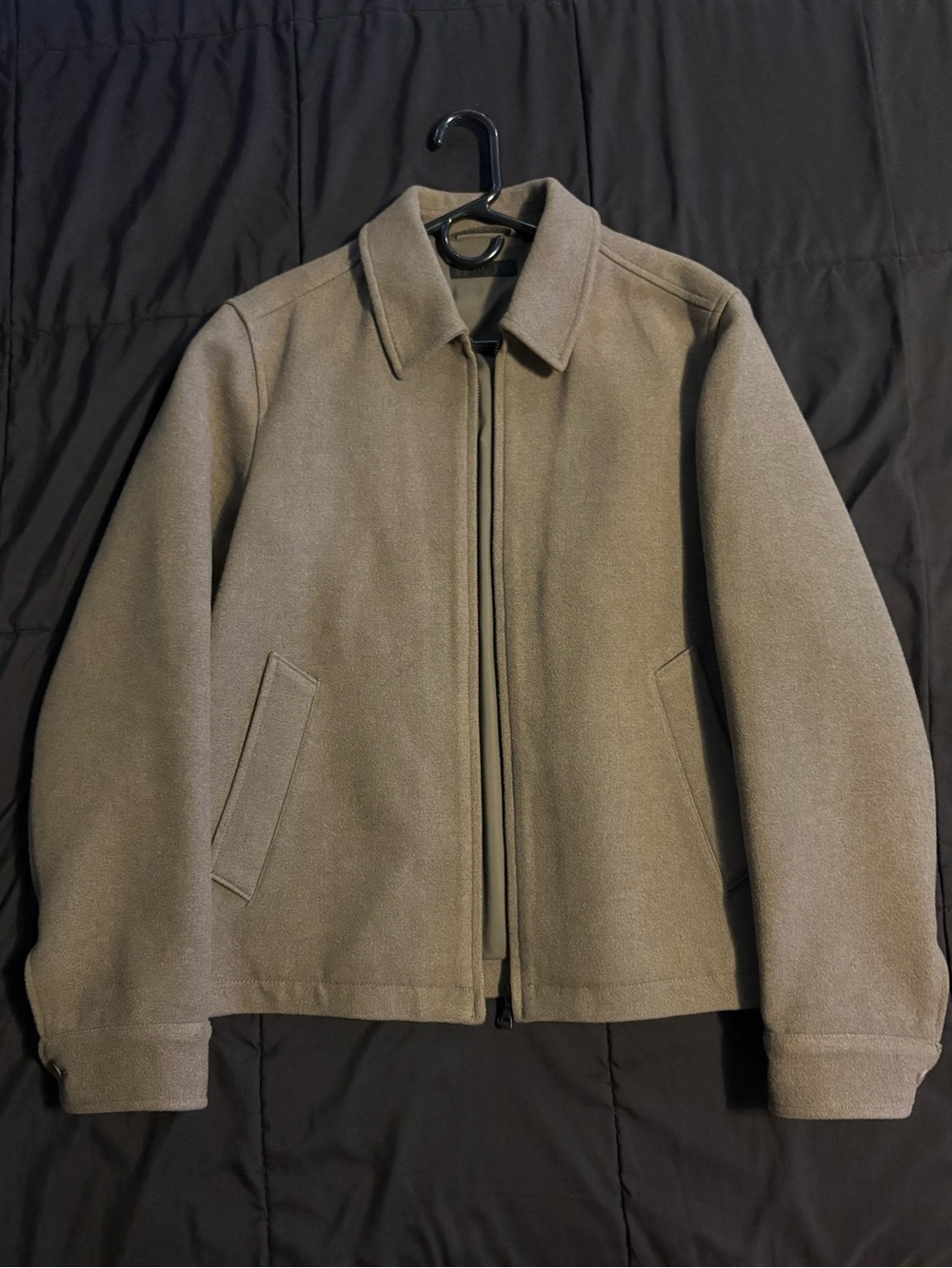 Uniqlo Men's Taupe Zip-Up Shirt Blouson Jacket — SM